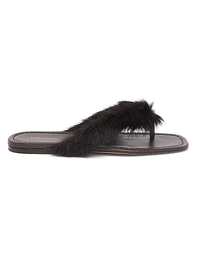 Loly Faux Fur-Trim Leather Sandals