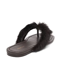 Loly Faux Fur-Trim Leather Sandals
