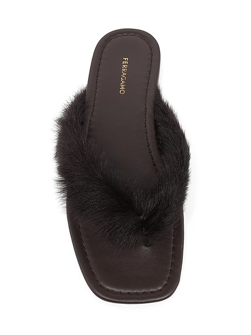 Loly Faux Fur-Trim Leather Sandals