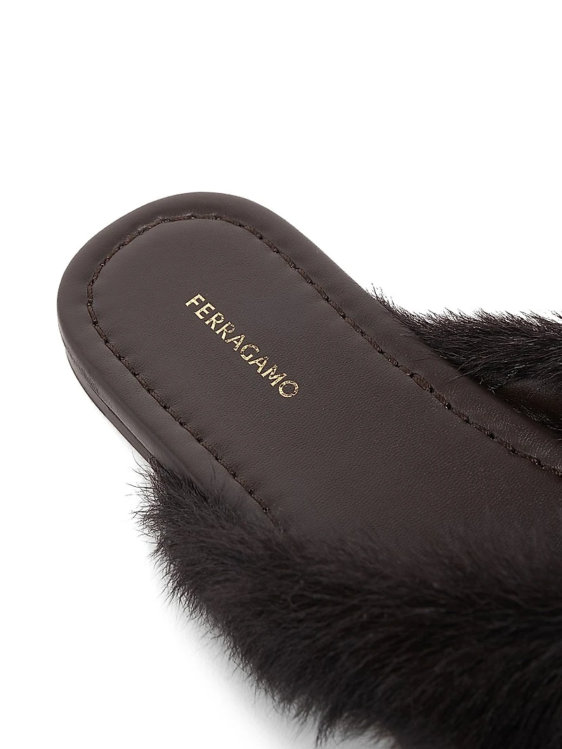 Loly Faux Fur-Trim Leather Sandals