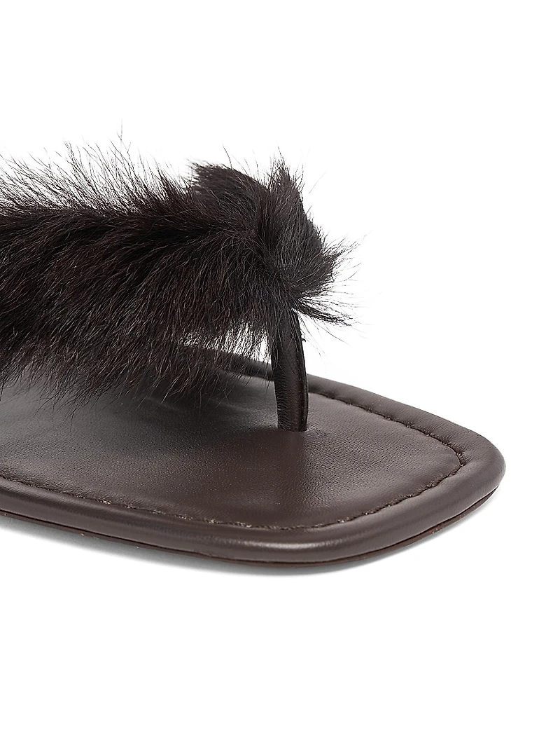 Loly Faux Fur-Trim Leather Sandals