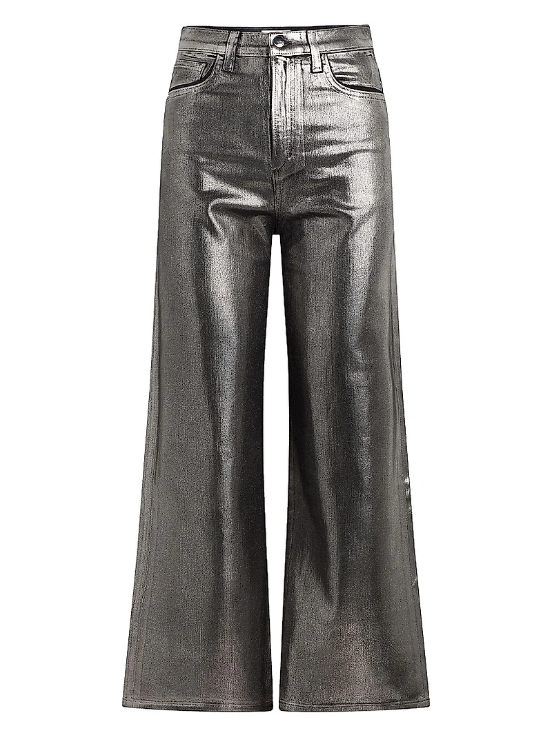 The Mia Foiled Wide-Leg Ankle Crop Jeans