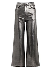 The Mia Foiled Wide-Leg Ankle Crop Jeans