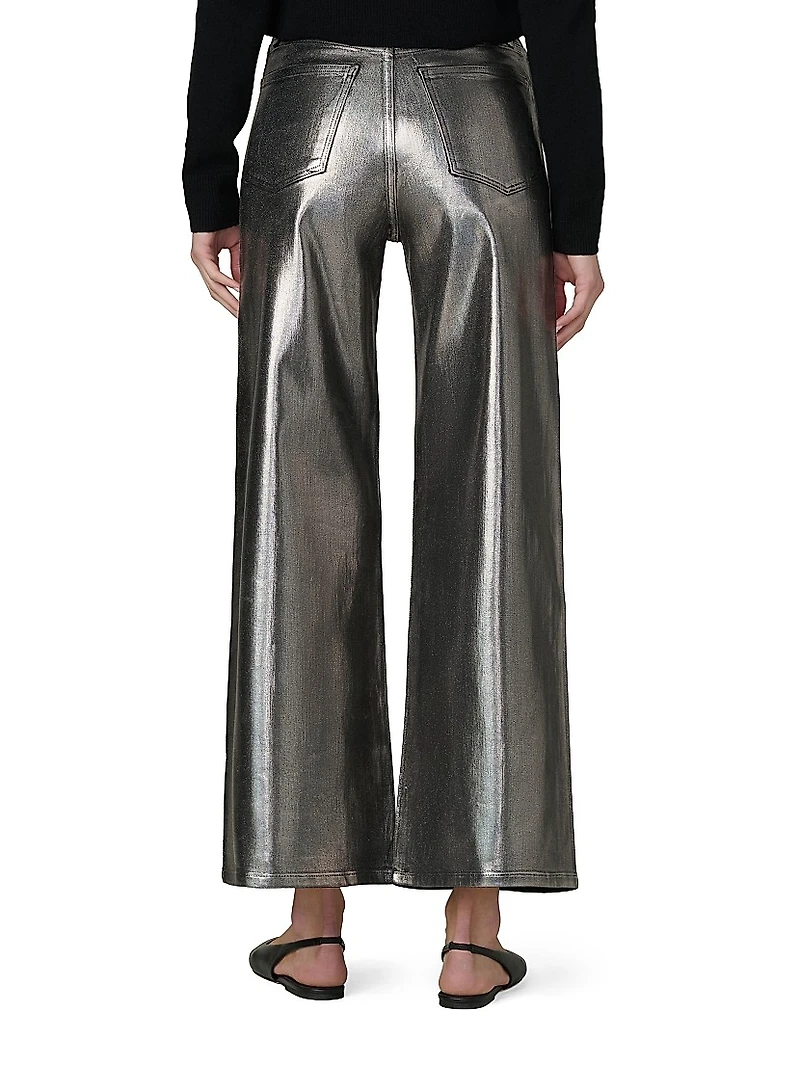 The Mia Foiled Wide-Leg Ankle Crop Jeans