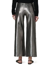 The Mia Foiled Wide-Leg Ankle Crop Jeans