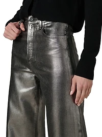 The Mia Foiled Wide-Leg Ankle Crop Jeans