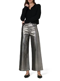 The Mia Foiled Wide-Leg Ankle Crop Jeans