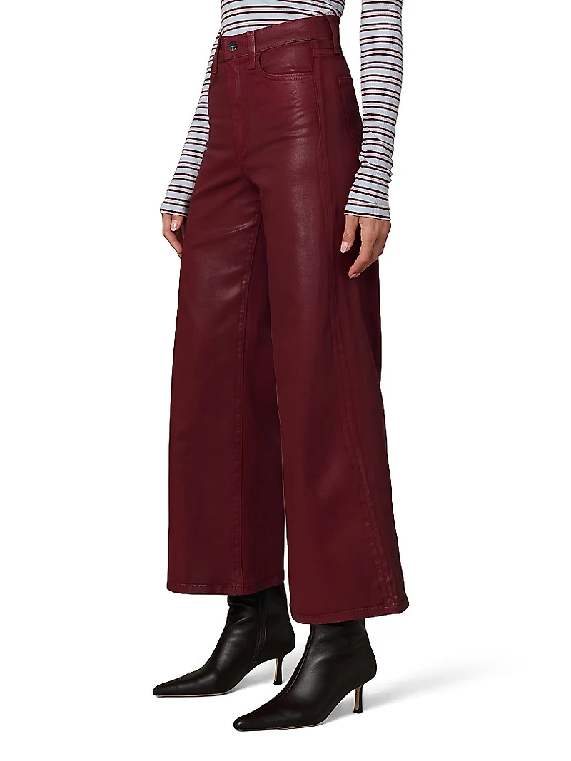 The Mia Coated Wide-Leg Ankle Crop Jeans