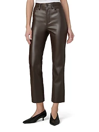 The Lyra Faux Leather Slim-Leg Ankle Crop Pants