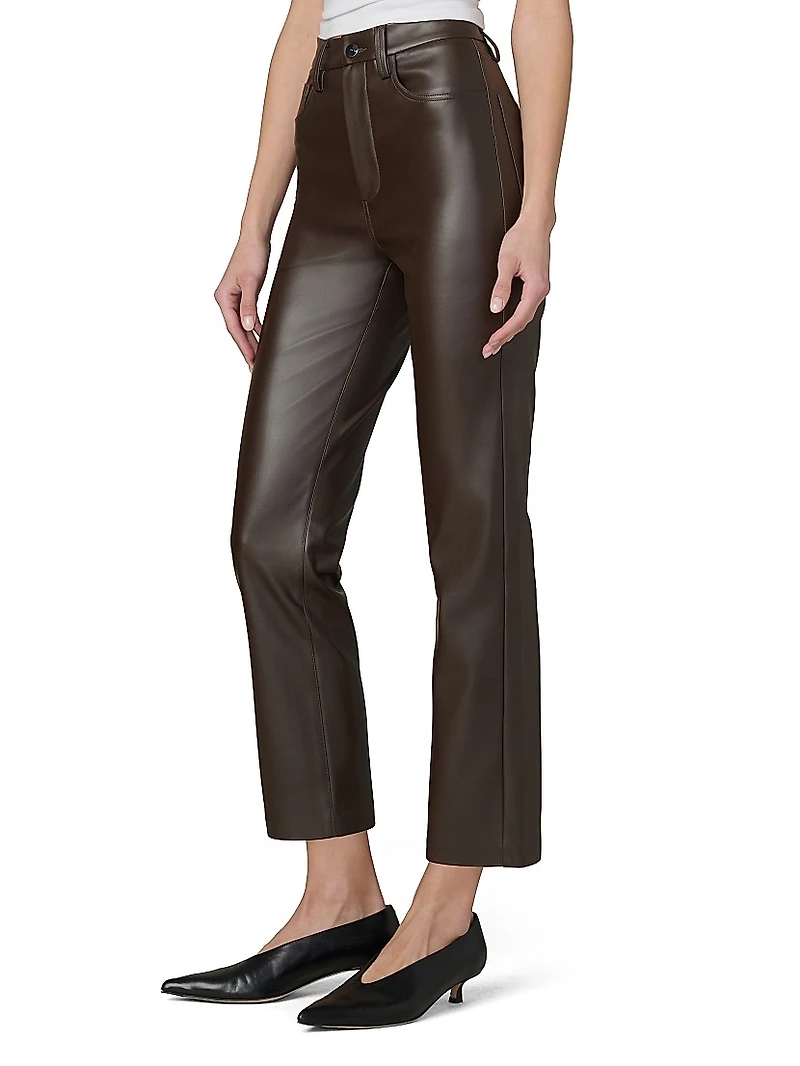 The Lyra Faux Leather Slim-Leg Ankle Crop Pants