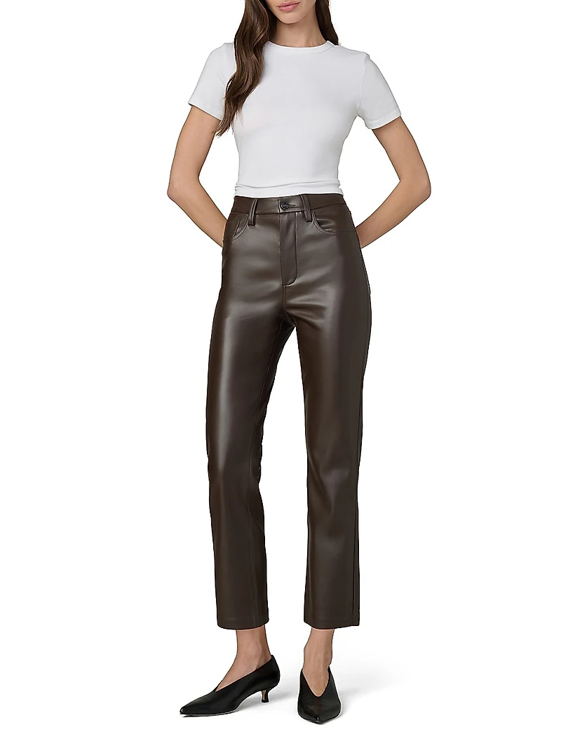 The Lyra Faux Leather Slim-Leg Ankle Crop Pants