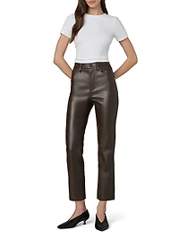 The Lyra Faux Leather Slim-Leg Ankle Crop Pants