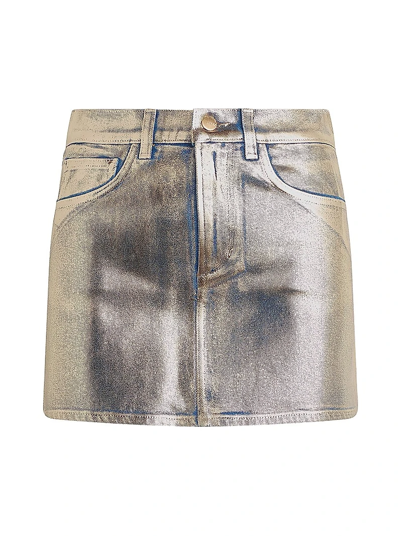 The Tessa Foiled Denim Miniskirt