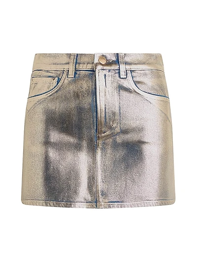 The Tessa Foiled Denim Miniskirt