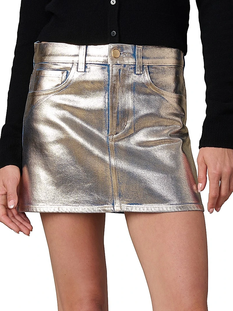 The Tessa Foiled Denim Miniskirt