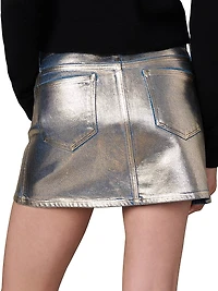The Tessa Foiled Denim Miniskirt