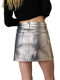 The Tessa Foiled Denim Miniskirt