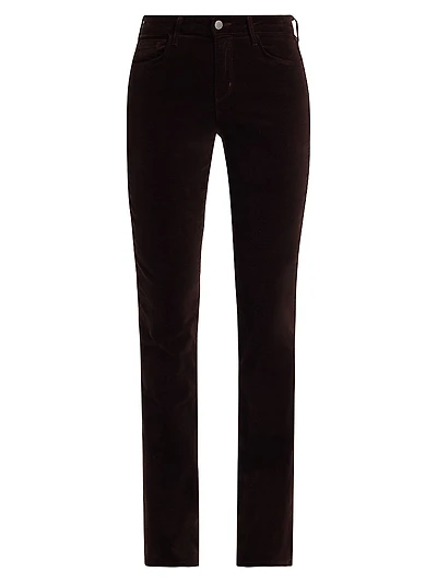 Stevie High-Rise Straight-Fit Velveteen Pants