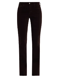 Stevie High-Rise Straight-Fit Velveteen Pants