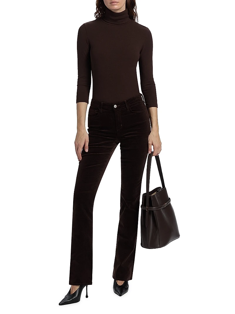 Stevie High-Rise Straight-Fit Velveteen Pants