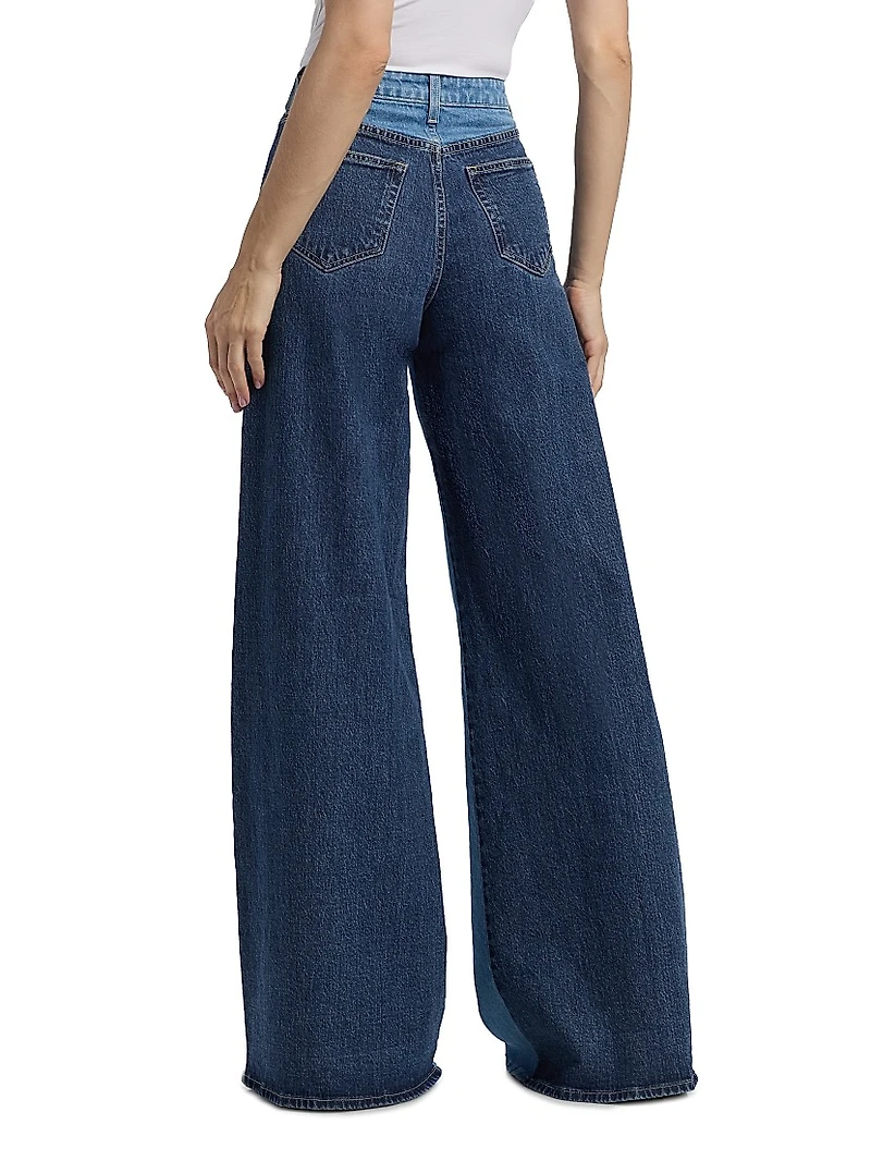 Beau Two-Tone High-Rise Wide-Leg Jeans
