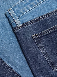 Beau Two-Tone High-Rise Wide-Leg Jeans