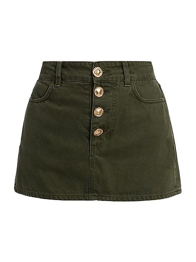 Solene Button-Fly Denim Miniskirt