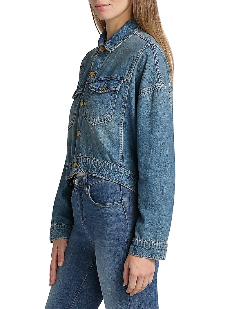 Vianney Hi-Lo Cropped Denim Jacket