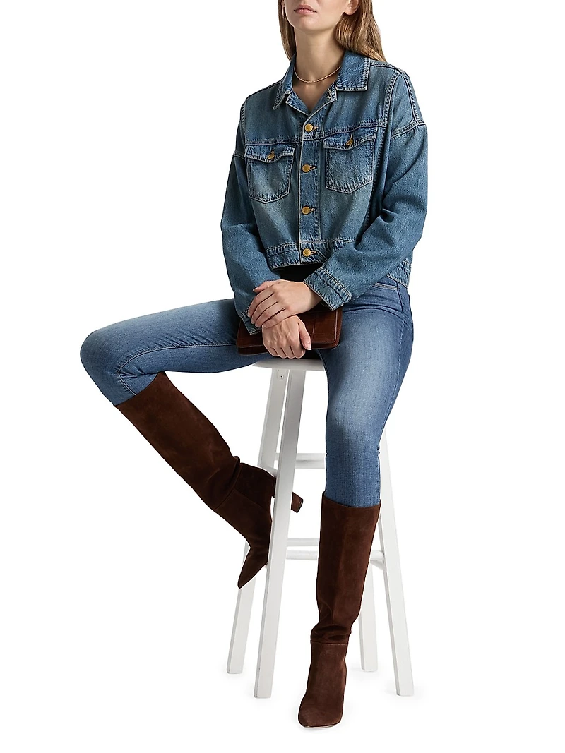 Vianney Hi-Lo Cropped Denim Jacket