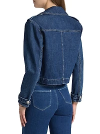 Maddox Cropped Double-Breasted Denim Jacket
