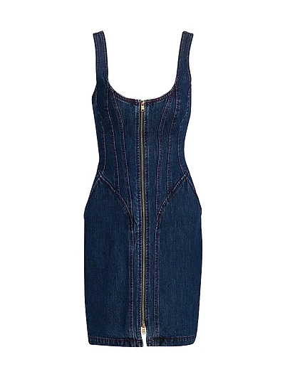 Jaxyn Corset Denim Zip Dress