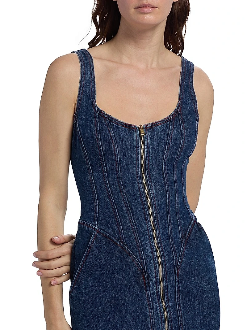 Jaxyn Corset Denim Zip Dress