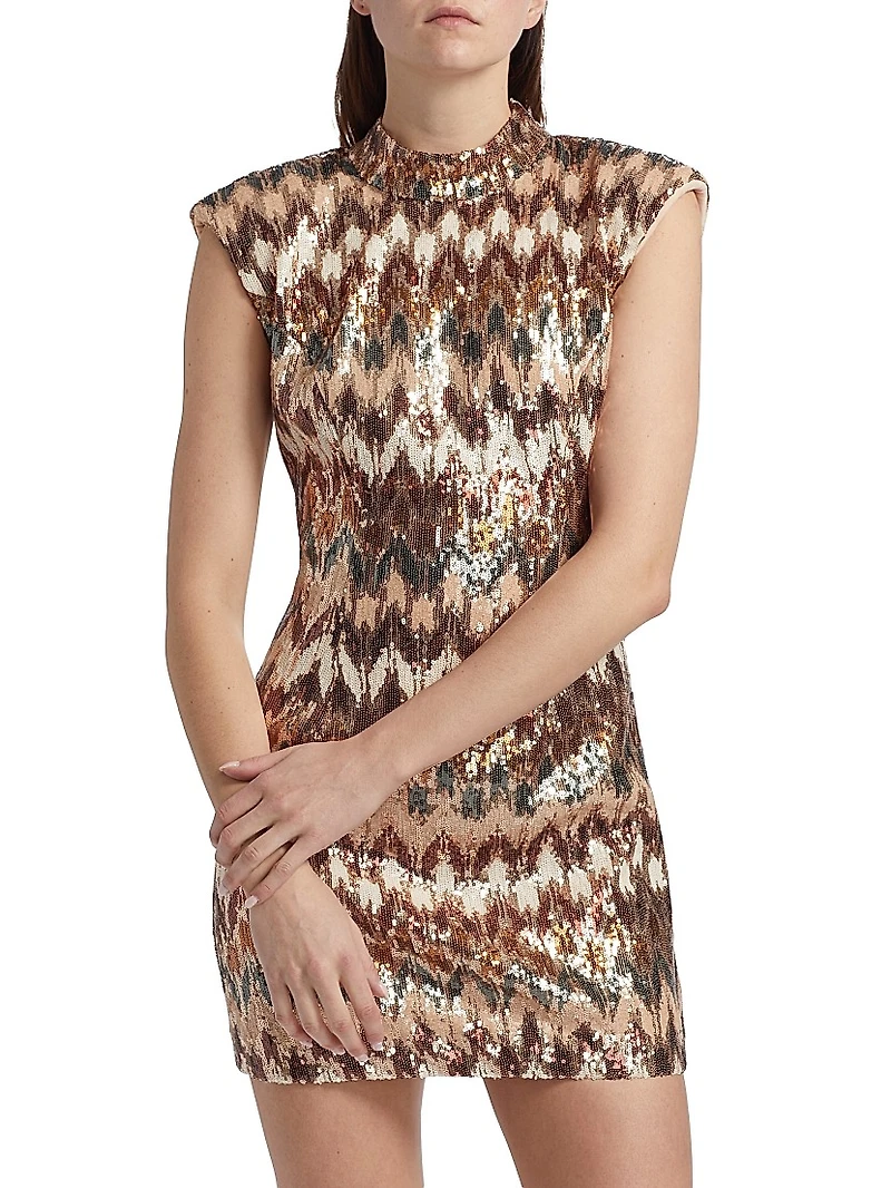 Caden Sequined Chevron Minidress