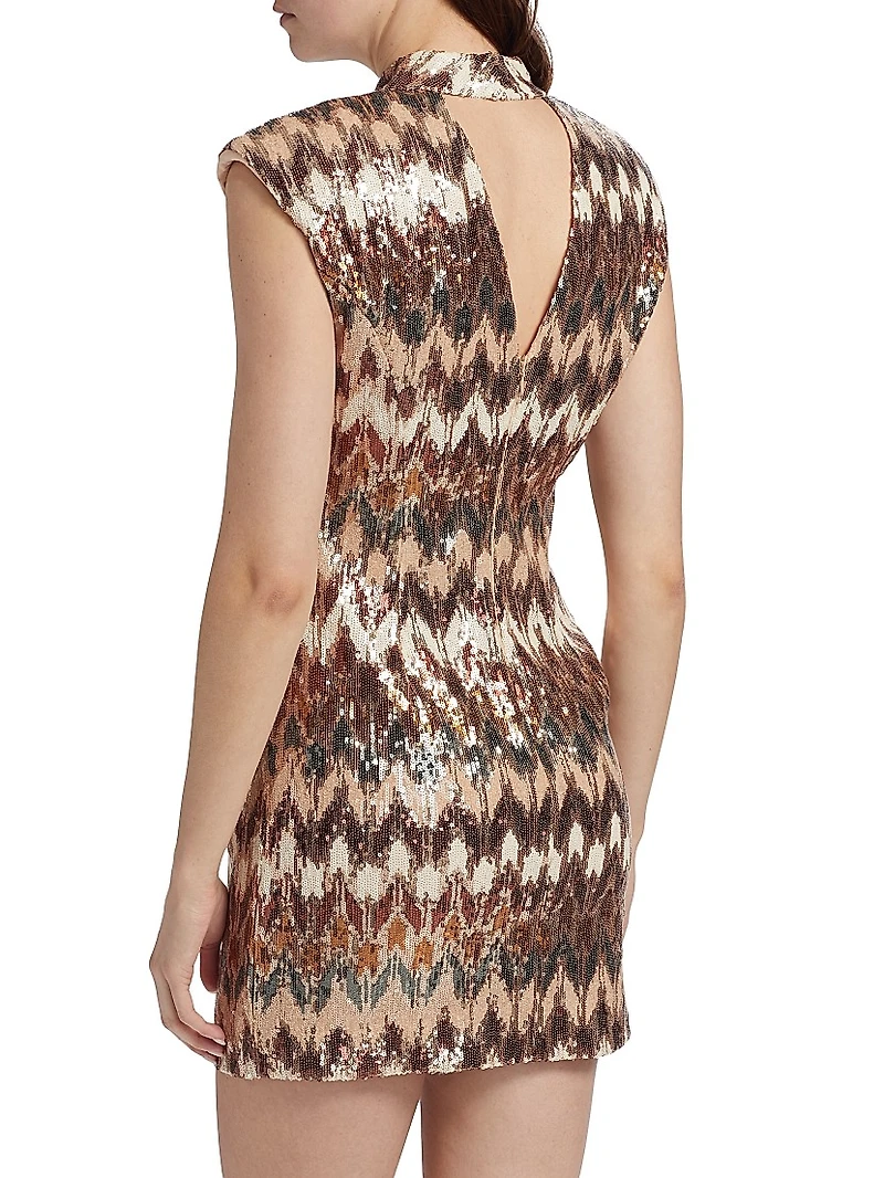 Caden Sequined Chevron Minidress