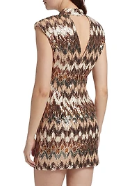 Caden Sequined Chevron Minidress