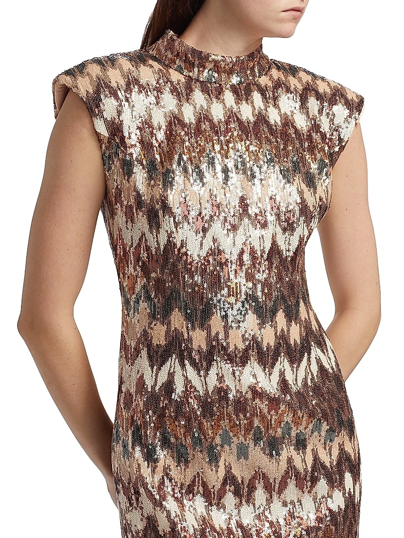 Caden Sequined Chevron Minidress