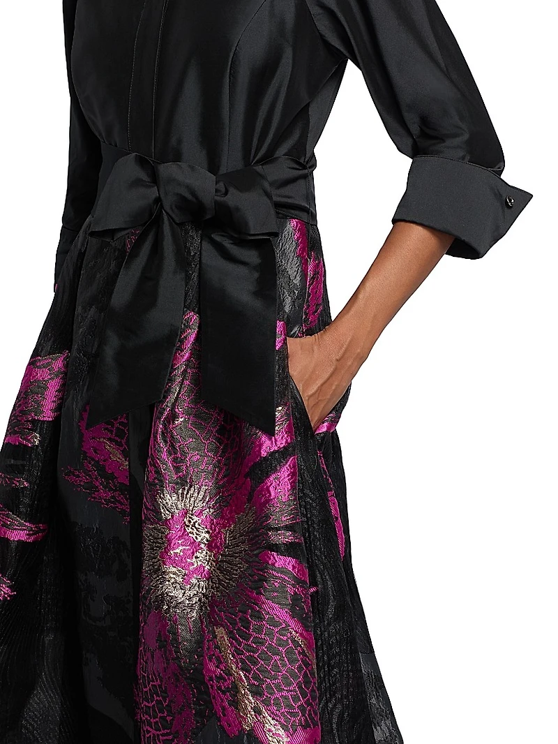Metallic Floral Jacquard Gown