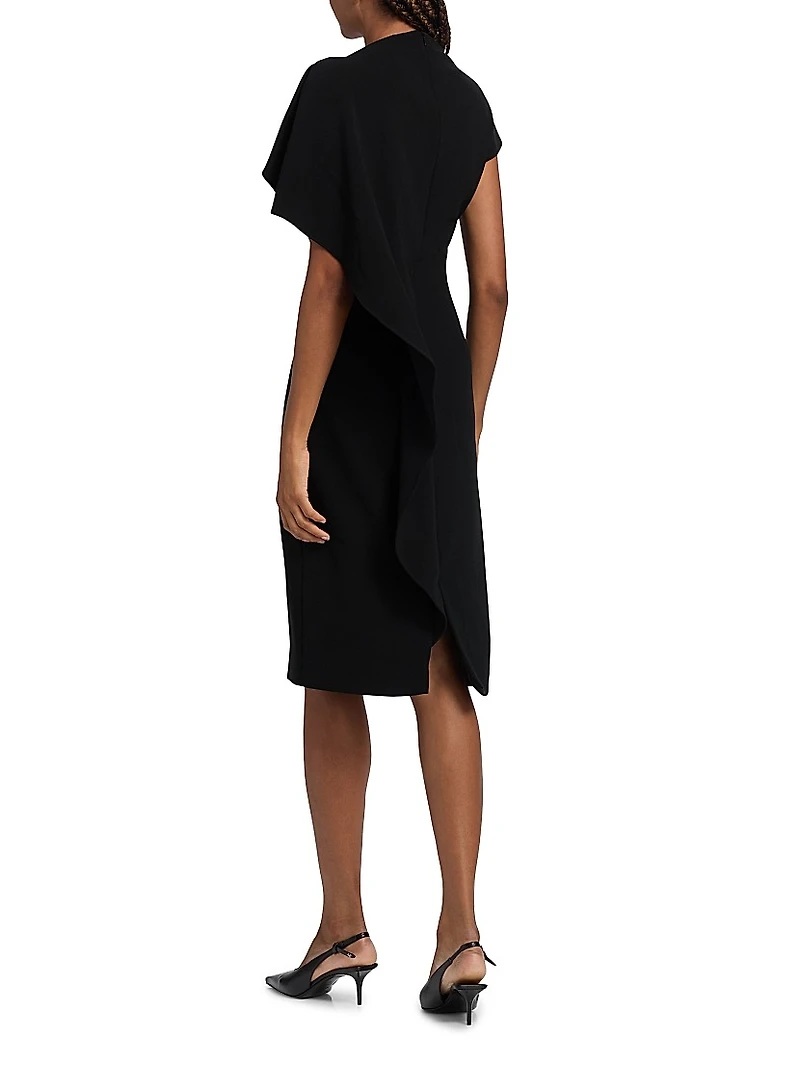 Pearl Floral Applique Crepe Cocktail Dress