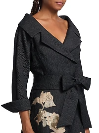 Textured Metallic Floral Jacquard Gown