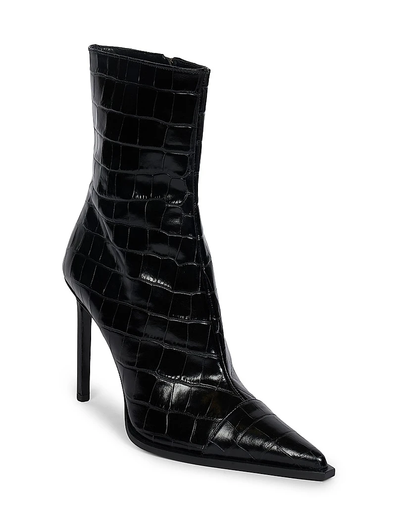 MA 100MM Crocodile-Debossed Leather Boots