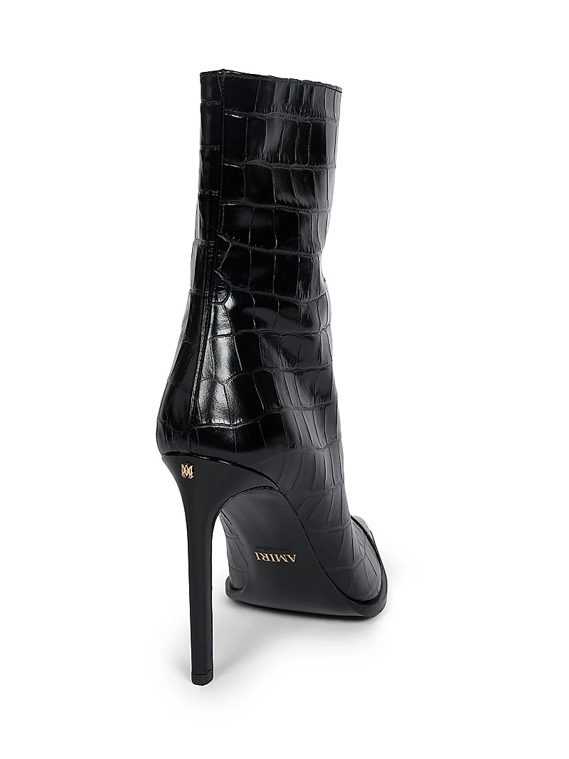 MA 100MM Crocodile-Debossed Leather Boots