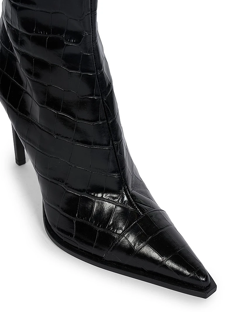 MA 100MM Crocodile-Debossed Leather Boots