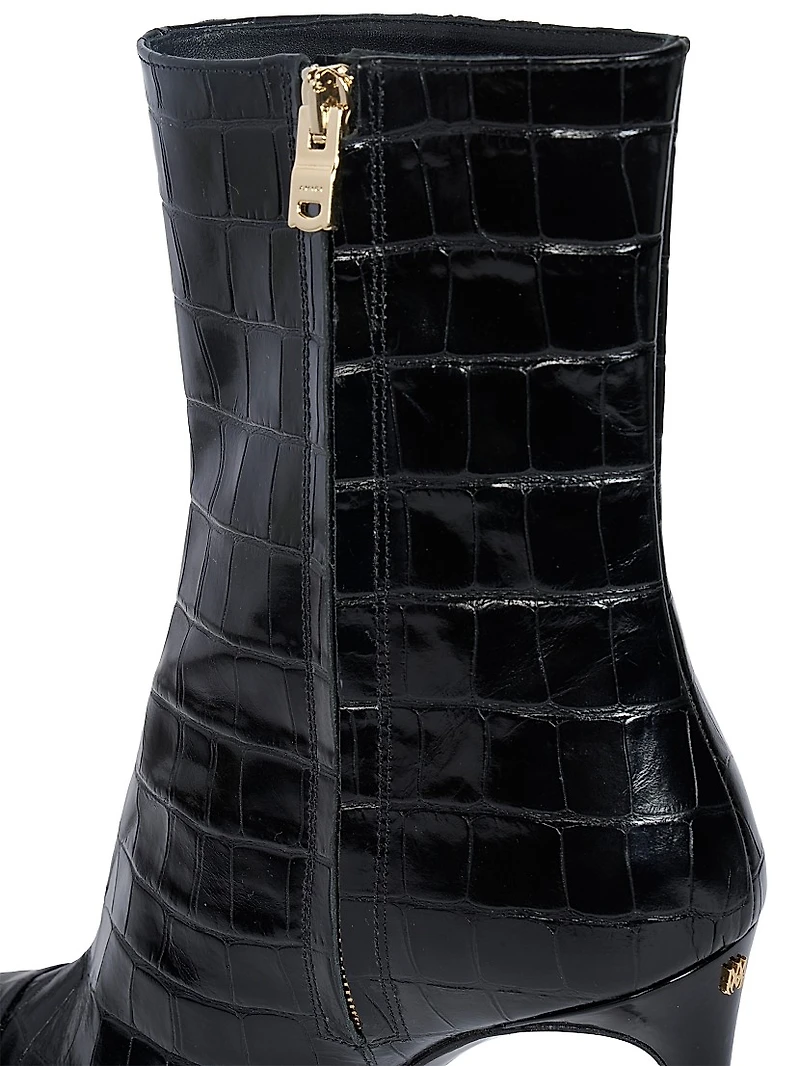 MA 100MM Crocodile-Debossed Leather Boots