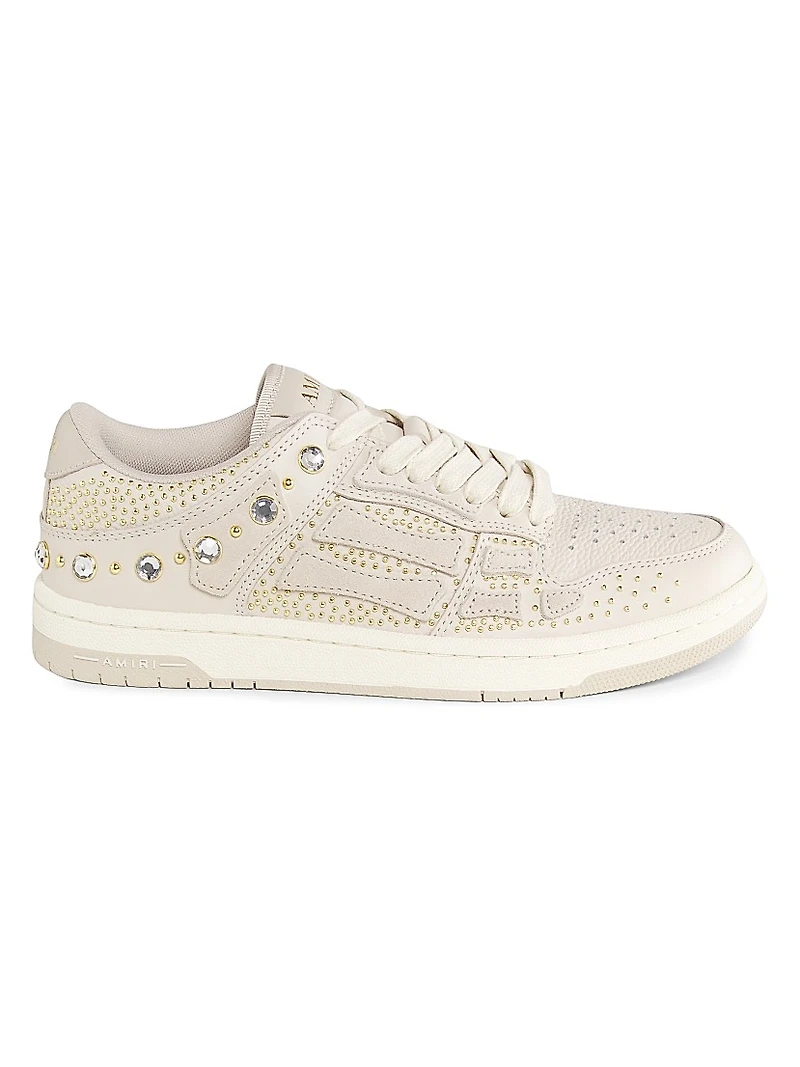 Skel Crystal-Studded Leather Low-Top Sneakers