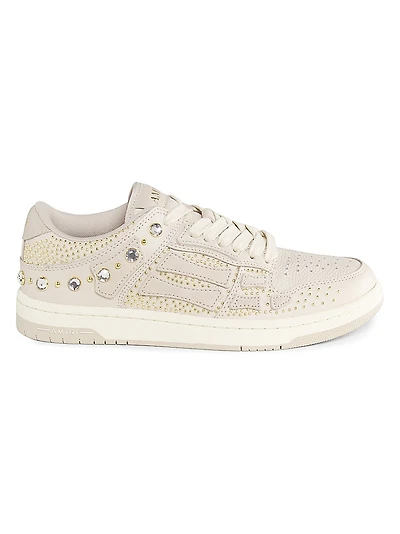 Skel Crystal-Studded Leather Low-Top Sneakers