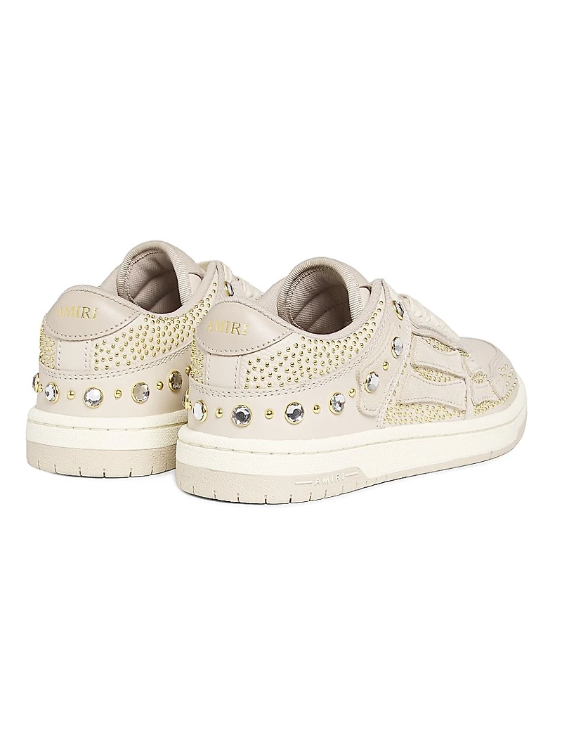 Skel Crystal-Studded Leather Low-Top Sneakers