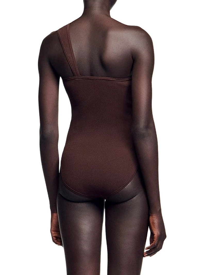 Asymmetric Leotard with Bead Detail