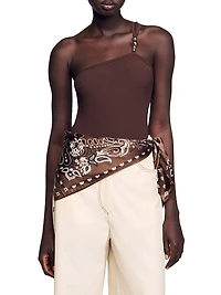 Asymmetric Leotard with Bead Detail