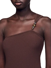 Asymmetric Leotard with Bead Detail