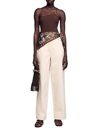 Asymmetric Leotard with Bead Detail